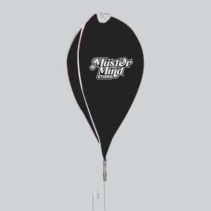 Custom printed dart flag with logo design on a flexible pole, ideal for outdoor branding and promotions.